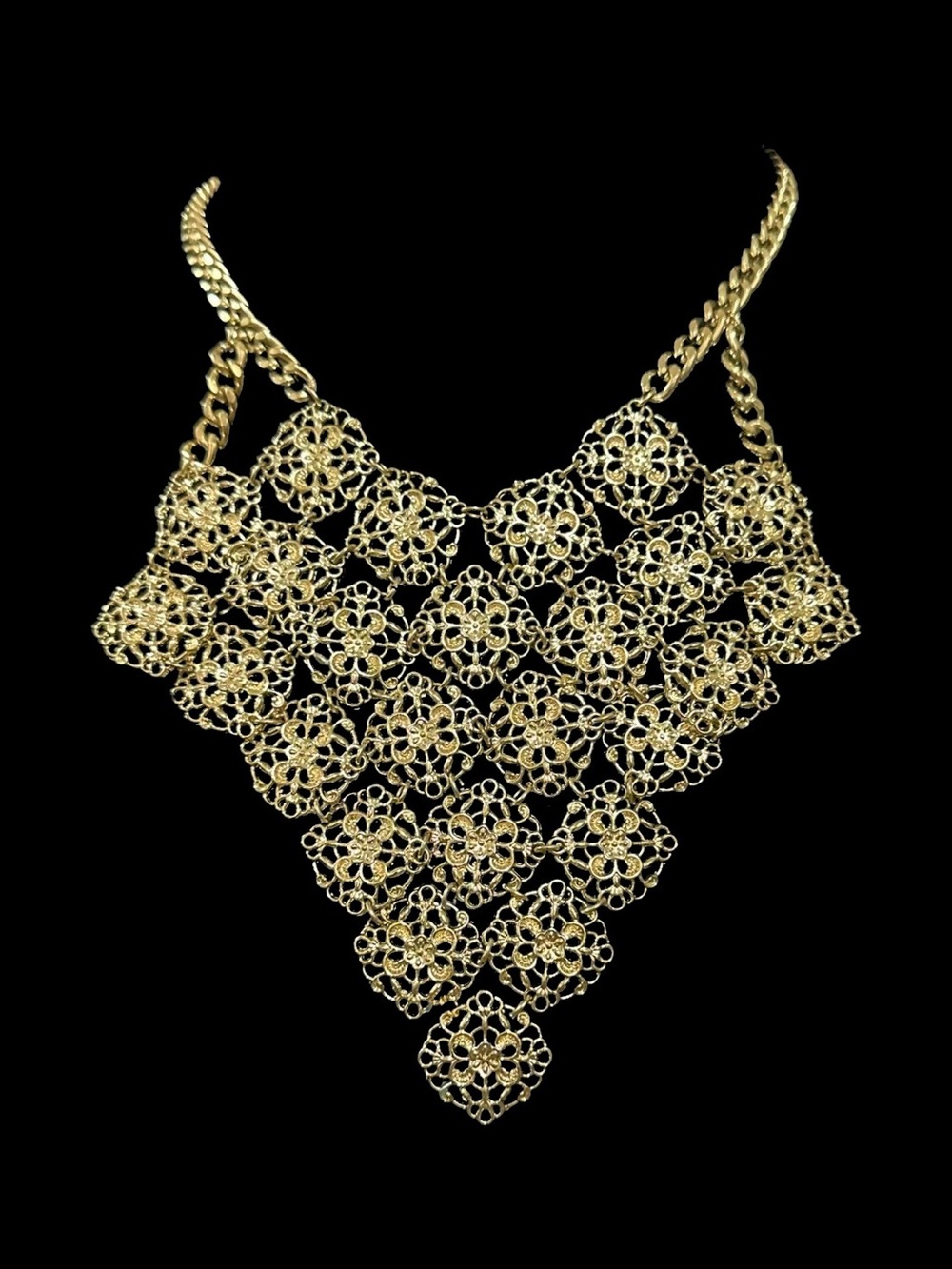 Gold Statement Floral Bib Necklace